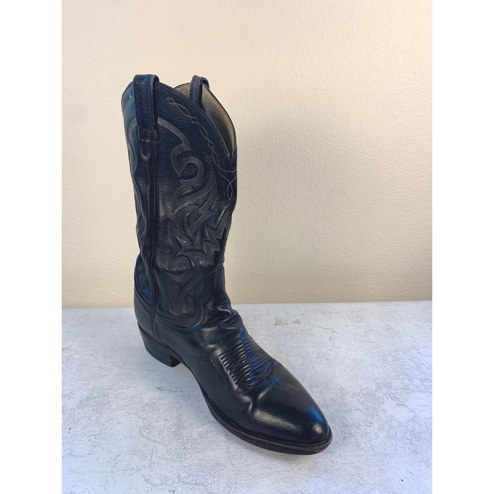 LEFT BOOT ONLY Dan Post Mens 10.5D Black Leather Cowboy Western Boot USA Made